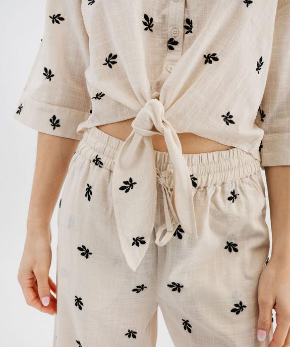 Blouse manches courtes brodée à nouer femme vue5 - GEMO(FEMME PAP) - GEMO