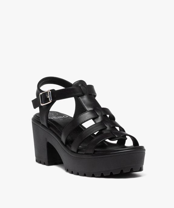 Sandales femme unies à brides multiples et semelle crantée vue2 - GEMO(URBAIN) - GEMO