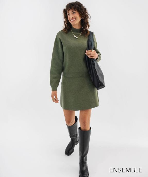 Ensemble pull et jupe courte kaki pour femme - GEMO