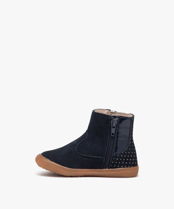 Boots bébé fille en cuir uni avec double zip - Alma Planète vue3 - ALMA - GEMO