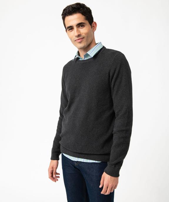 Pull col rond en coton uni homme vue1 - GEMO (HOMME) - GEMO