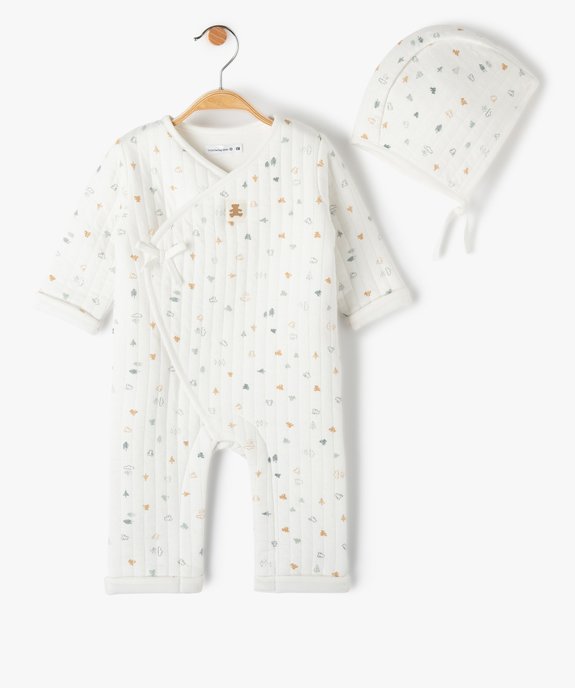 Ensemble bébé 2 pièces : combinaison et bonnet imprimés - LuluCastagnette vue1 - LULUCASTAGNETTE - GEMO