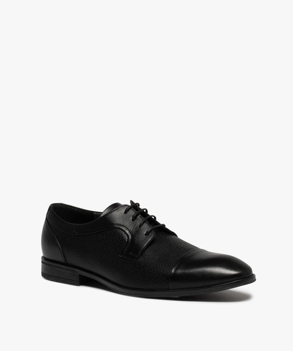 Derbies homme dessus cuir uni perforé - Tanéo vue2 - TANEO - GEMO