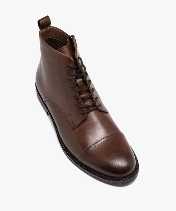 Boots homme dessus en cuir uni à bout surpiqué - Taneo vue5 - TANEO - GEMO
