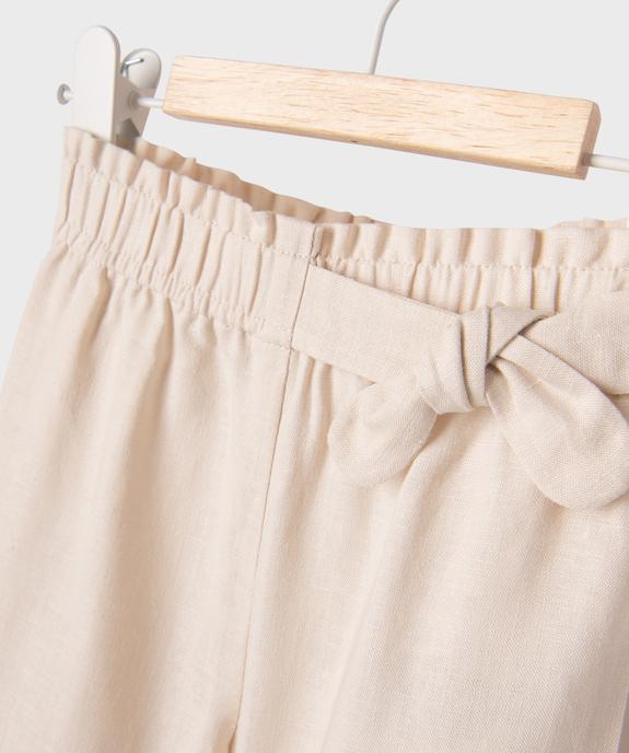 Pantalon léger 30% lin à taille élastiquée bébé fille vue3 - GEMO 4G BEBE - GEMO