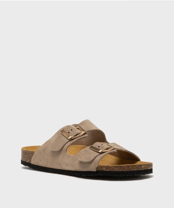 Sandales mules en cuir à semelle anatomique femme - Tanéo vue3 - TANEO - GEMO