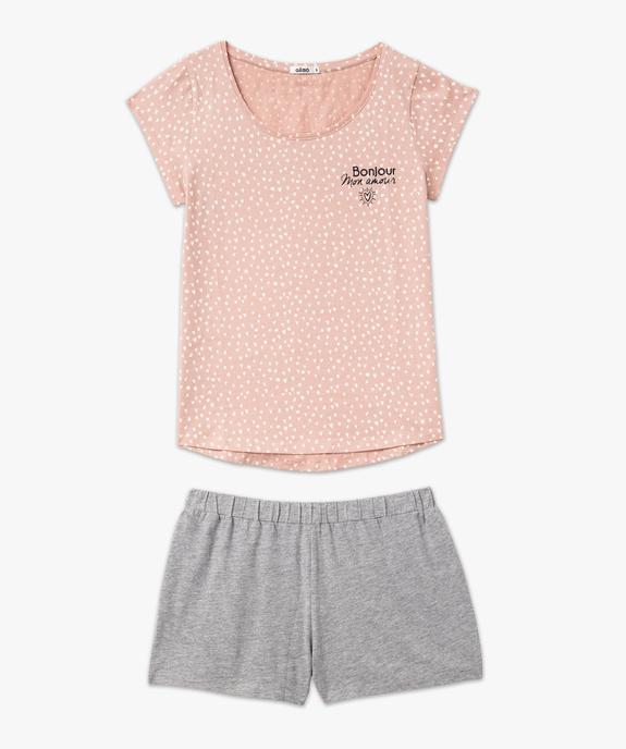 Pyjashort en coton bicolore femme vue4 - GEMO 4G FEMME - GEMO