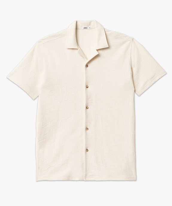 Chemise manches courtes en maille texturée et col cubain homme vue4 - GEMO (HOMME) - GEMO