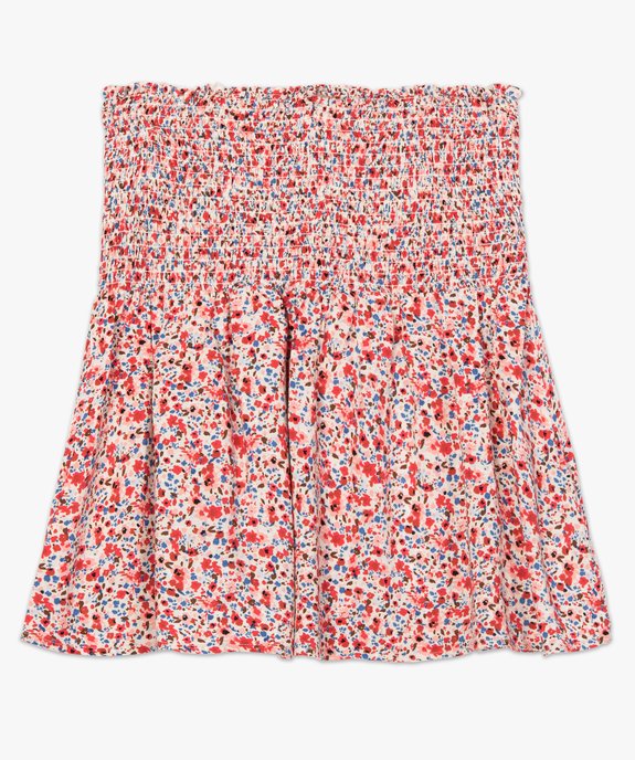 Jupe femme à motifs fleuris et large taille smockée vue4 - GEMO(FEMME PAP) - GEMO