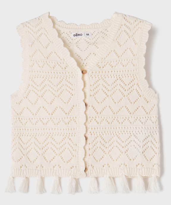 Gilet sans manches en maille ajourée fille vue1 - GEMO (ENFANT) - GEMO