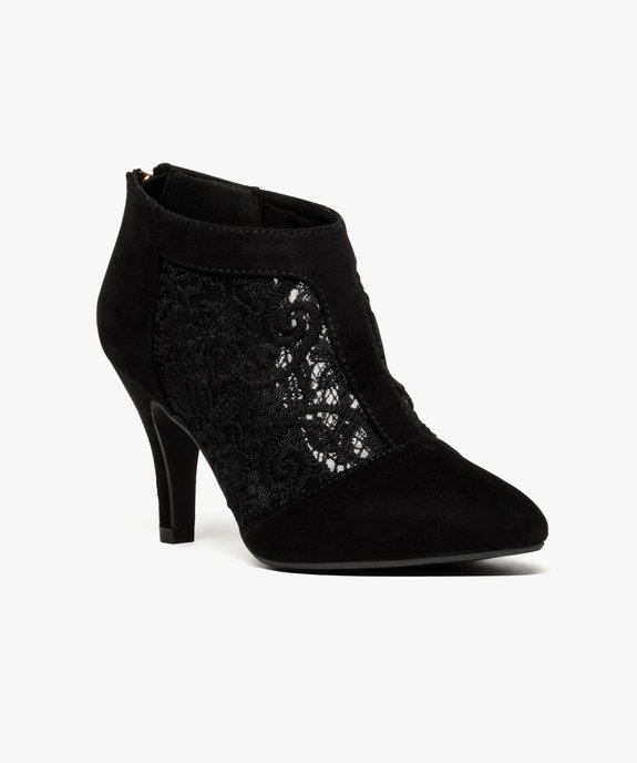 Low boots à talons avec empiècement dentelle vue2 - GEMO(URBAIN) - GEMO