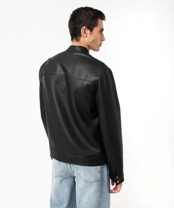 Blouson biker en cuir imitation homme vue3 - GEMO (HOMME) - GEMO