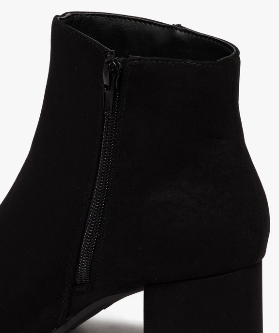 Boots femme à talon carré en velours uni et à zip vue6 - GEMO 4G FEMME - GEMO