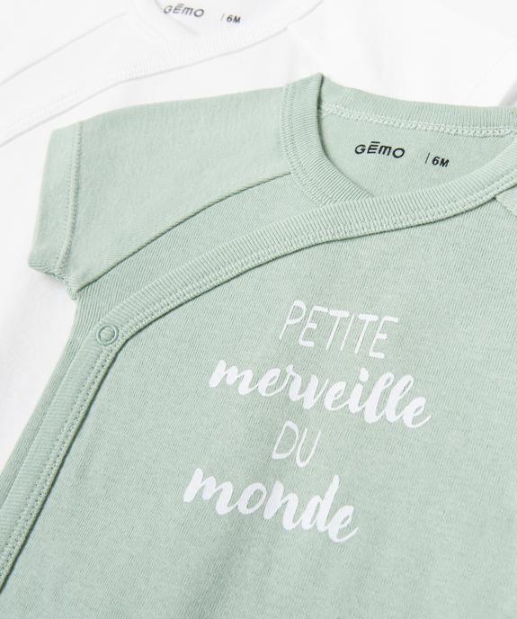 Body manches courtes fermeture croisée bébé (lot de 3) vue2 - GEMO 4G BEBE - GEMO