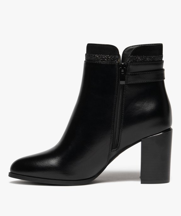 Bottines femme à talon haut avec détails en suédine et à paillettes vue4 - GEMO 4G FEMME - GEMO