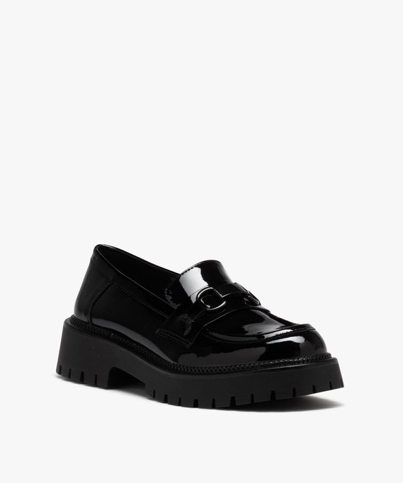 Mocassins femme unis avec dessus vernis et semelle crantée vue2 - GEMO (CASUAL) - GEMO