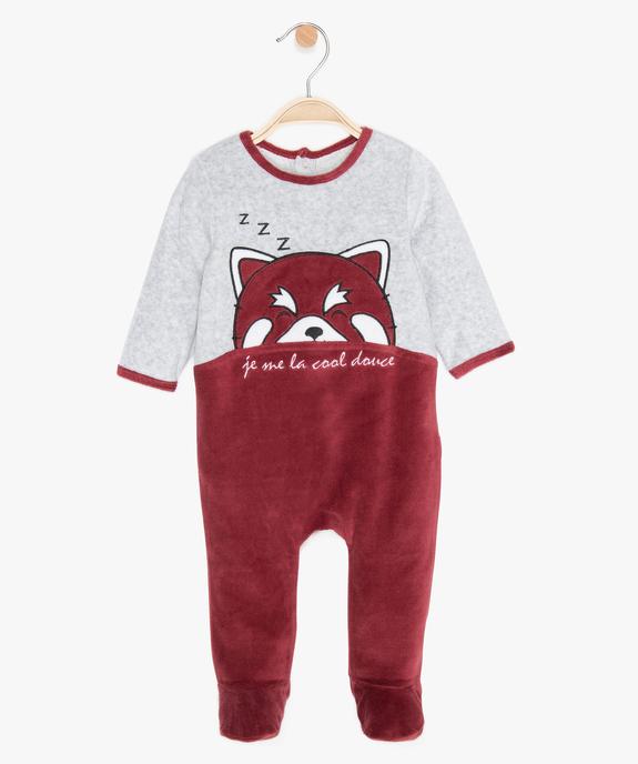 Pyjama bébé garçon en velours à motif panda roux vue1 - GEMO(BB COUCHE) - GEMO