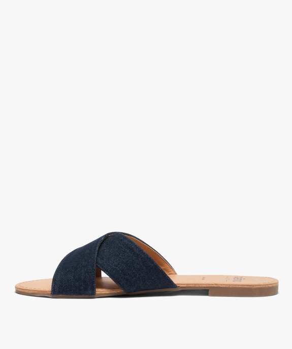 Sandales plates à larges brides croisées femme - Valentina Baldano dessus denim vue3 - VALENTINA BALDA - GEMO