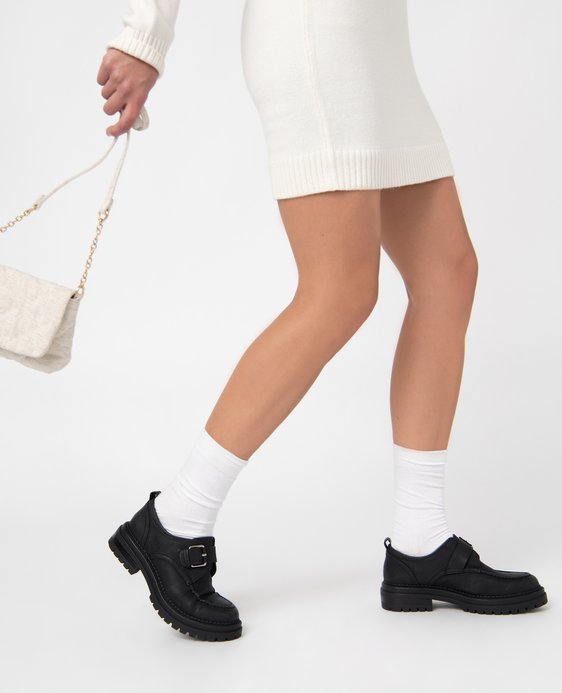 Derbies femme unis à bride à boucle et semelle crantée vue1 - GEMO (CASUAL) - GEMO