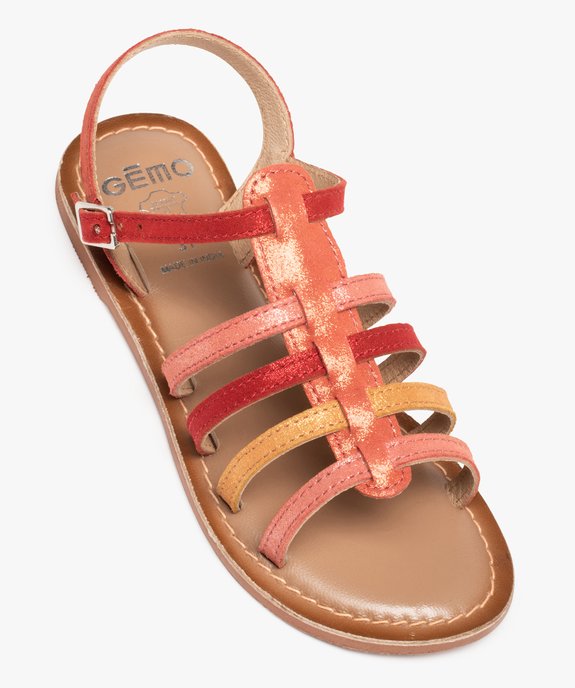 Sandales fille style spartiates multicolores cuir brillant vue5 - GEMO (ENFANT) - GEMO