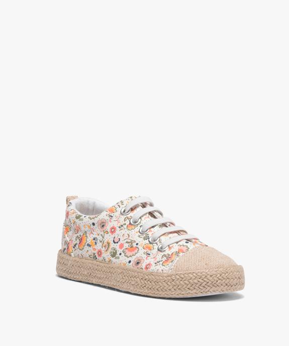 Baskets fille en toile avec semelle en corde dessus imprimé mille fleurs vue2 - GEMO (ENFANT) - GEMO