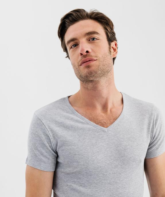 Tee-shirt homme à manches courtes et col V en coton biologique (lot de 2) vue1 - GEMO 4G HOMME - GEMO