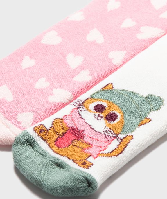 Chaussettes antidérapantes à motifs girly fille (lot de 2) vue3 - GEMO 4G FILLE - GEMO