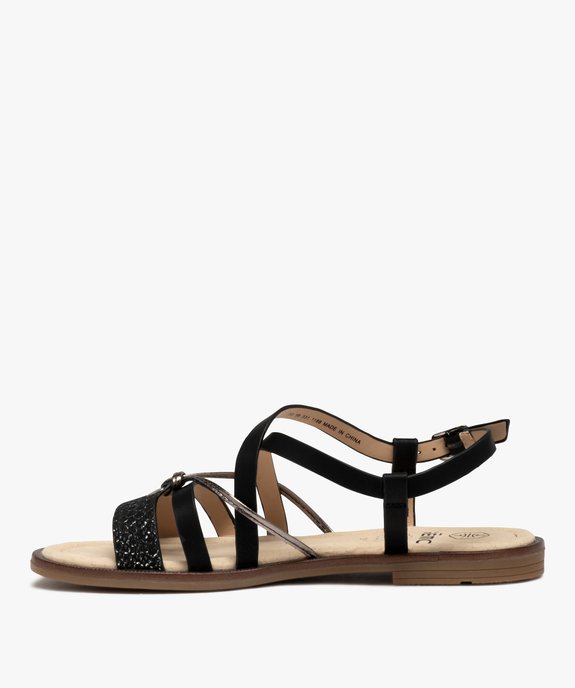 Sandales femme à talon plat et brides métallisées vue3 - GEMO (CASUAL) - GEMO