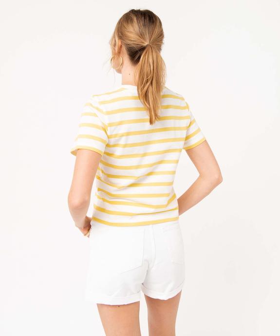 Tee-shirt femme rayé coupe ample et courte vue3 - GEMO(FEMME PAP) - GEMO