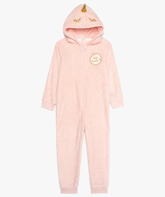  Combinaison pyjama fille douillette à pois dorés vue1 - GEMO (ENFANT) - GEMO