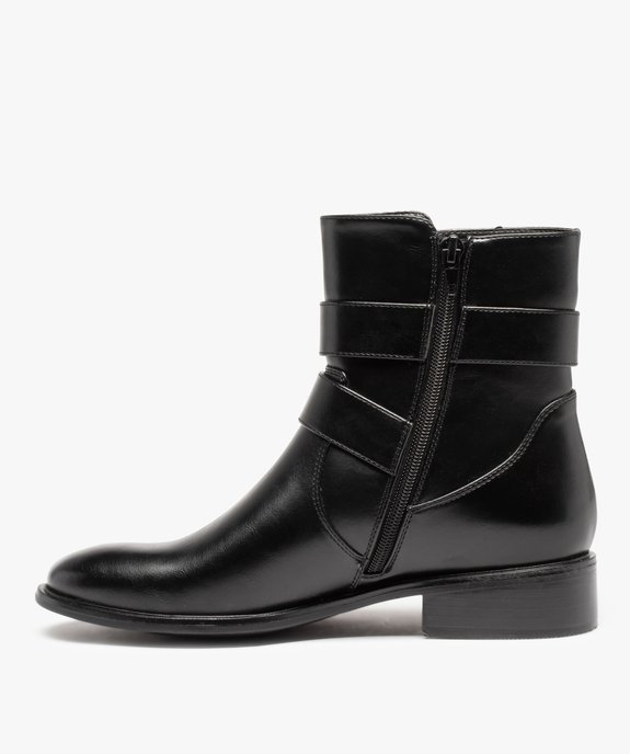 Boots femme unies style motard chic avec brides décoratives vue4 - GEMO (CASUAL) - GEMO