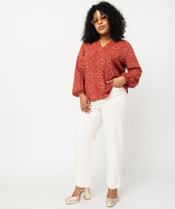Tee-shirt imprimé à manches longues à col V femme grande taille vue5 - GEMO 4G GT - GEMO