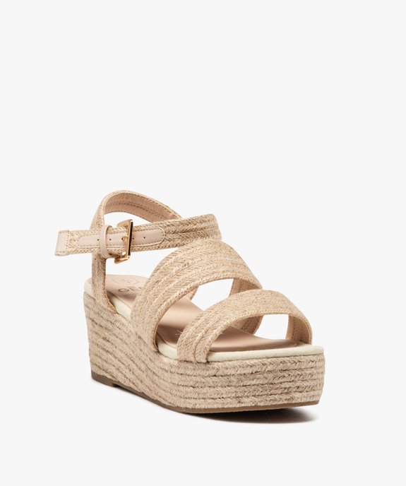 Sandales femme à talon compensé et brides unies en jute vue2 - GEMO(URBAIN) - GEMO