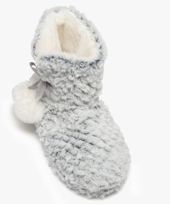 Chaussons boots fourrées avec pompons décoratifs femme vue5 - GEMO(HOMWR FEM) - GEMO