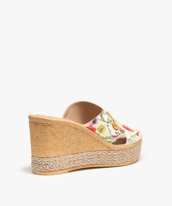Mules femme à talon compensé dessus cuir imprimé - Tanéo vue4 - TANEO - GEMO