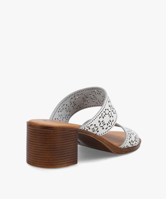 Mules femme à talon dessus cuir ajouré - Tanéo vue4 - TANEO - GEMO
