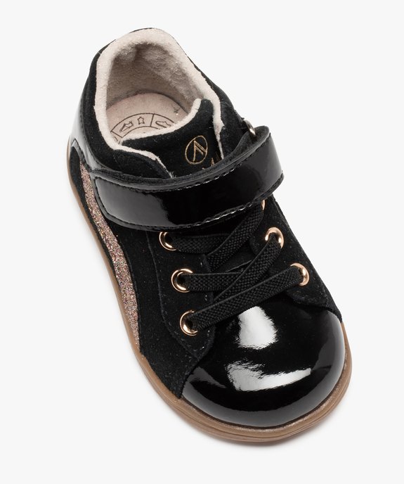 Chaussures premiers pas en cuir à scratch bébé fille - Alma Planète vue5 - ALMA - GEMO