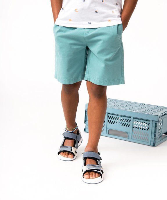 Bermuda garçon en twill avec taille élastique vue1 - GEMO 4G GARCON - GEMO