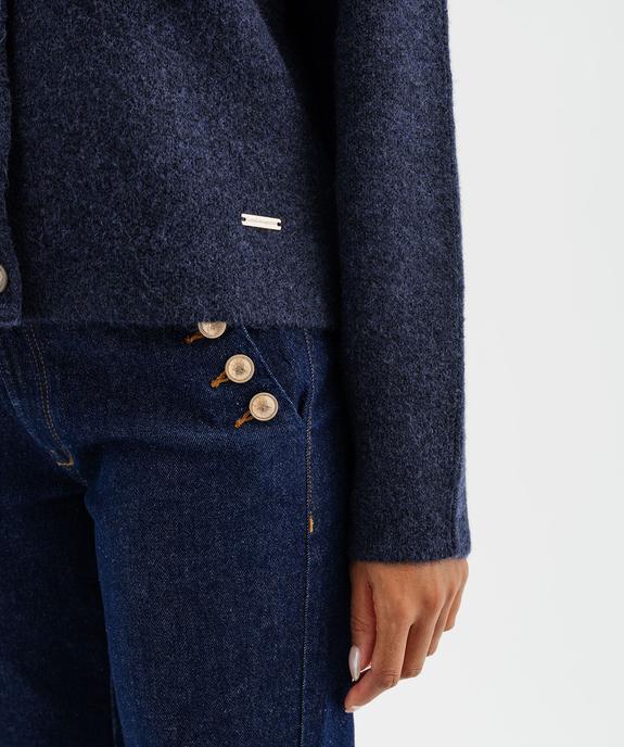 Gilet à grand col avec poches poitrine femme - LuluCastagnette vue4 - LULUCASTAGNETTE - GEMO