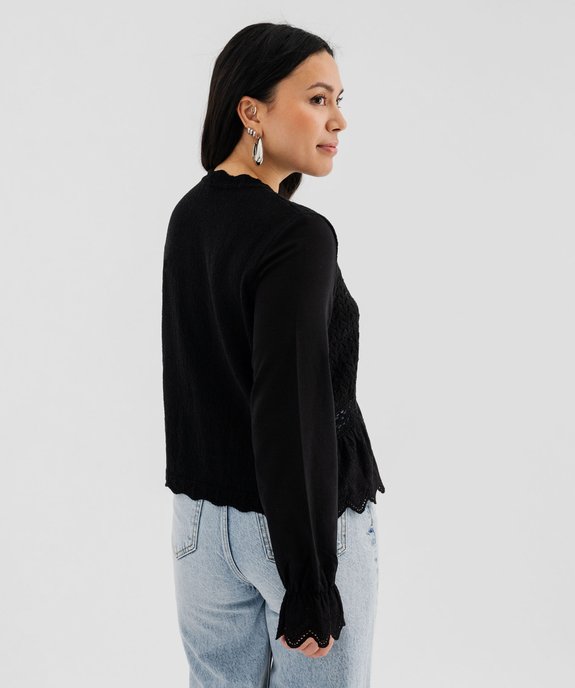 Pull ajouré avec manches chemise femme vue3 - GEMO(FEMME PAP) - GEMO