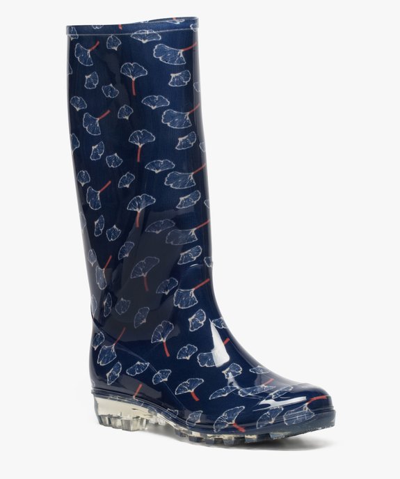 Bottes de pluie femme à motifs fleuris vue2 - GEMO (EQUIPT) - GEMO