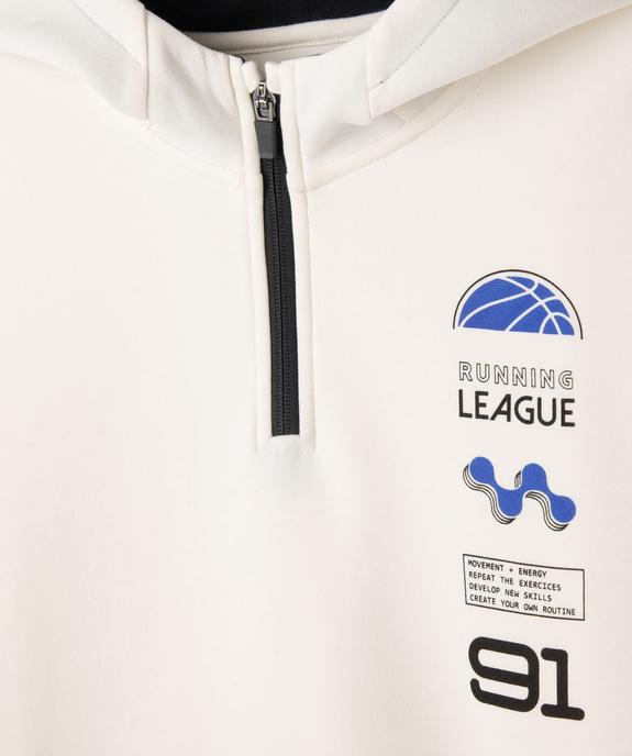 Sweat de sport à capuche avec col zippé garçon vue3 - GEMO (ENFANT) - GEMO