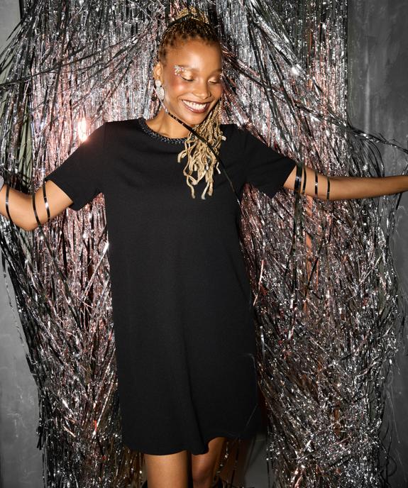 Robe manches courtes coupe droite et courte femme vue1 - GEMO(FEMME PAP) - GEMO