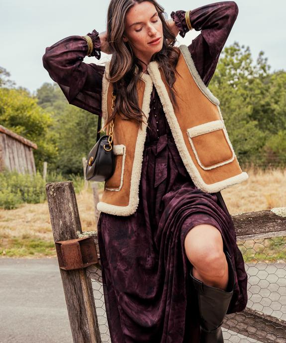 Veste sans manches en suédine et doublure sherpa femme vue6 - GEMO(FEMME PAP) - GEMO