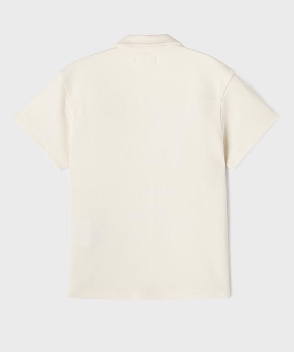 Chemise manches courtes à col cubain en coton texturé garçon vue4 - GEMO 4G GARCON - GEMO