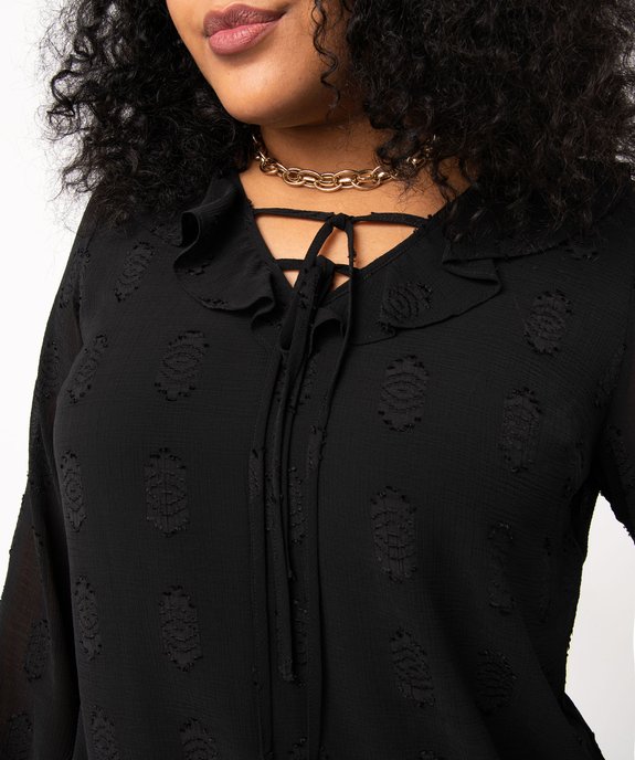 Blouse à manches longues avec col à volant femme grande taille vue2 - GEMO (G TAILLE) - GEMO