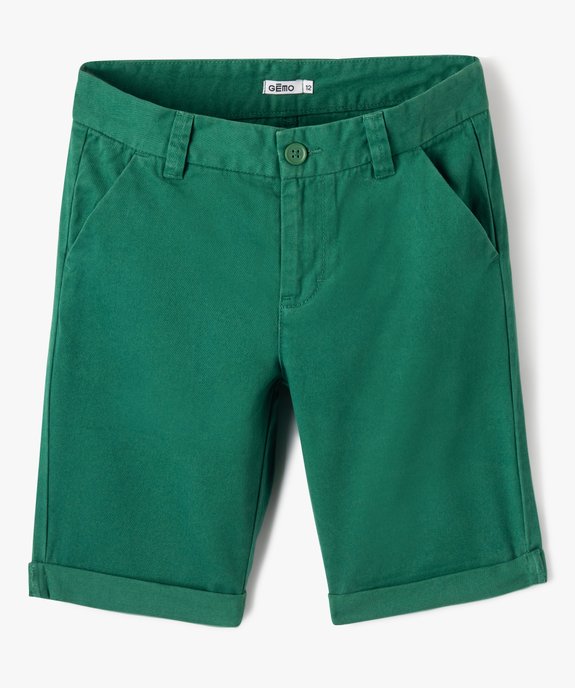 Bermuda coupe chino regular en toile de coton garçon vue1 - GEMO 4G GARCON - GEMO