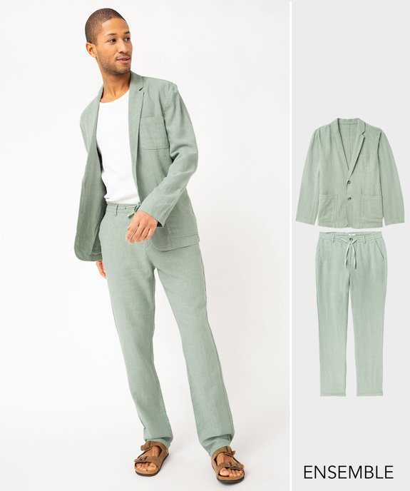 Costume pour homme vert en lin - GEMO