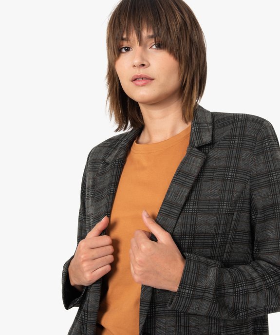 Veste femme à carreaux et col tailleur vue2 - GEMO(FEMME PAP) - GEMO