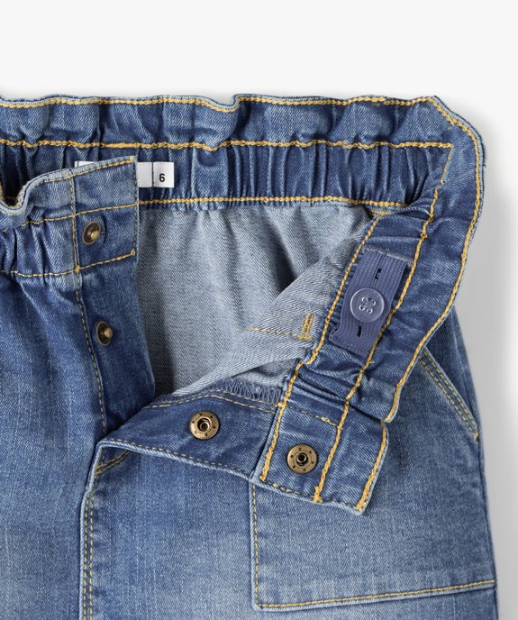 Jupe fille en jean avec taille froncée vue4 - GEMO 4G FILLE - GEMO